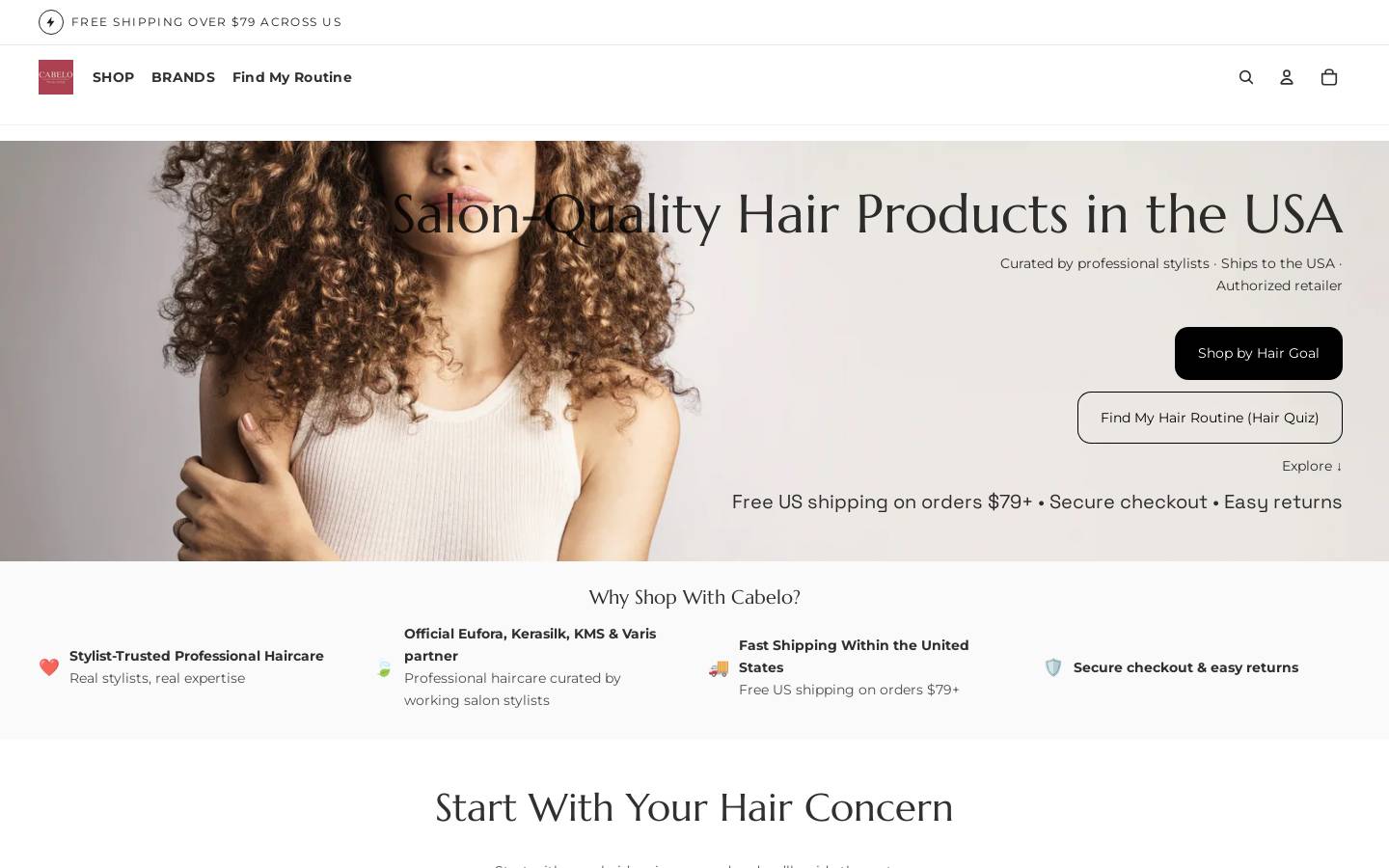 cabelohair.com homepage screenshot