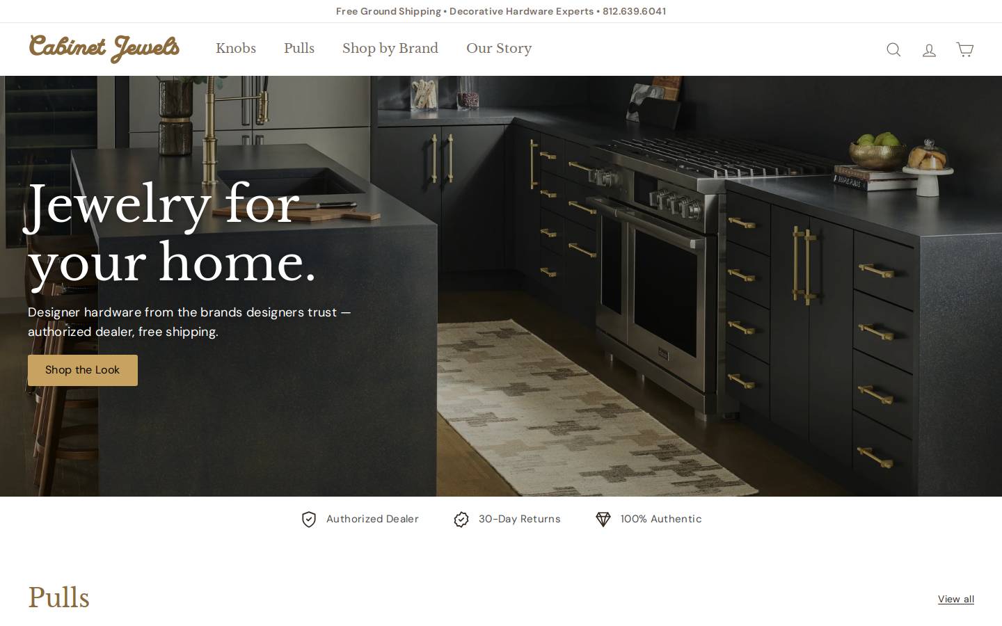 cabinetjewels.com homepage screenshot