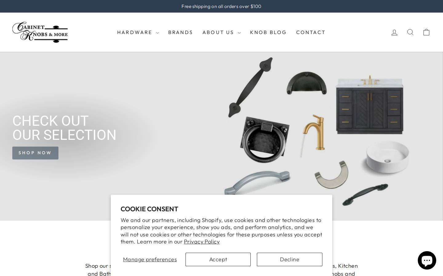 Cabinet Knobs & More homepage screenshot