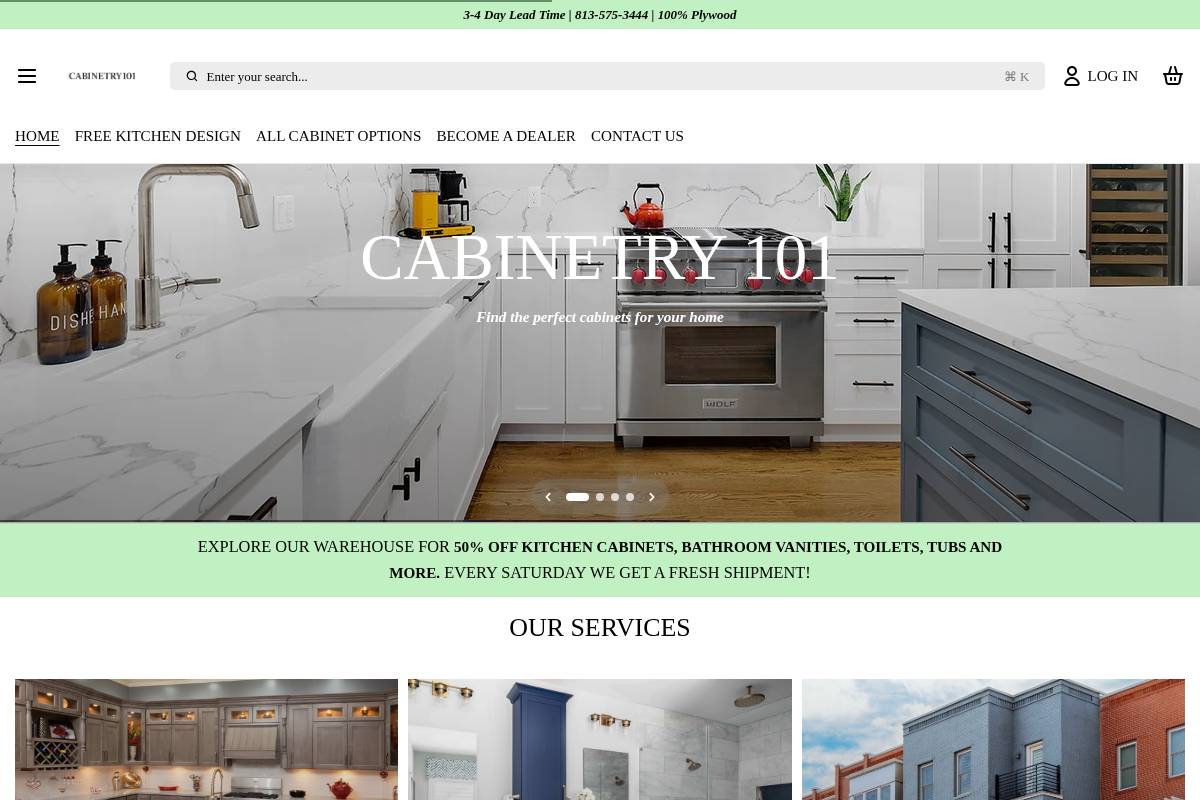 cabinetry101.com homepage screenshot