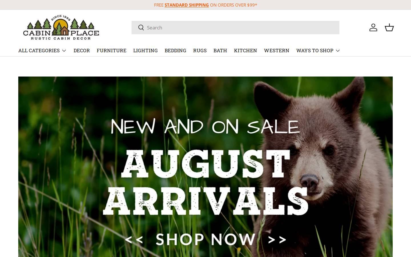 The Cabin Place homepage screenshot