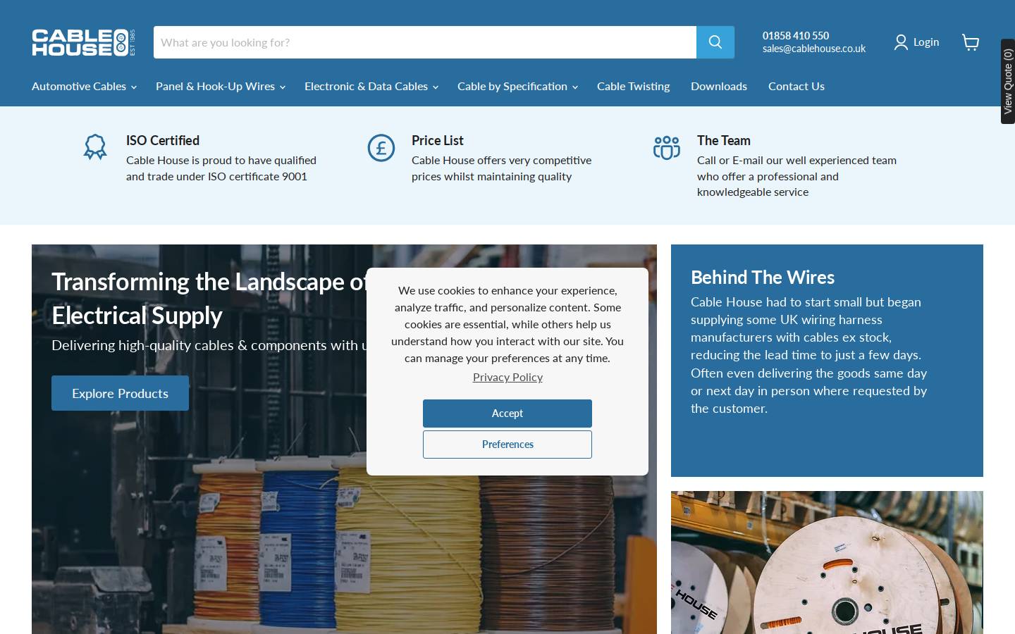 cablehouse.co.uk homepage screenshot