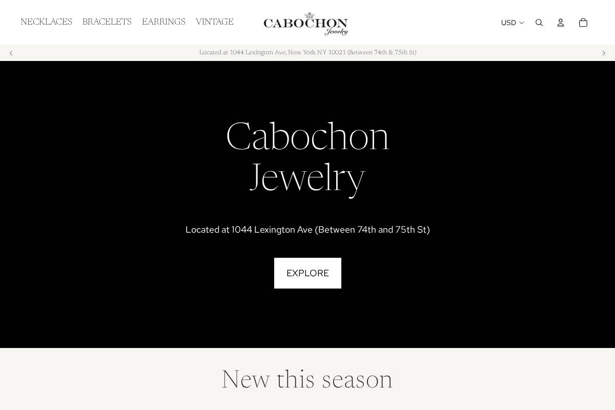 cabochonjewelry.com homepage screenshot