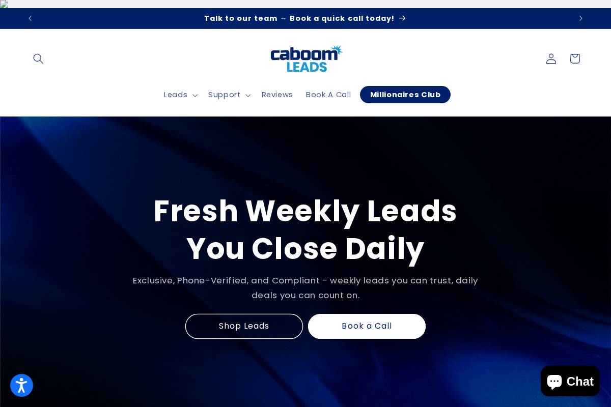caboomleads.com homepage screenshot
