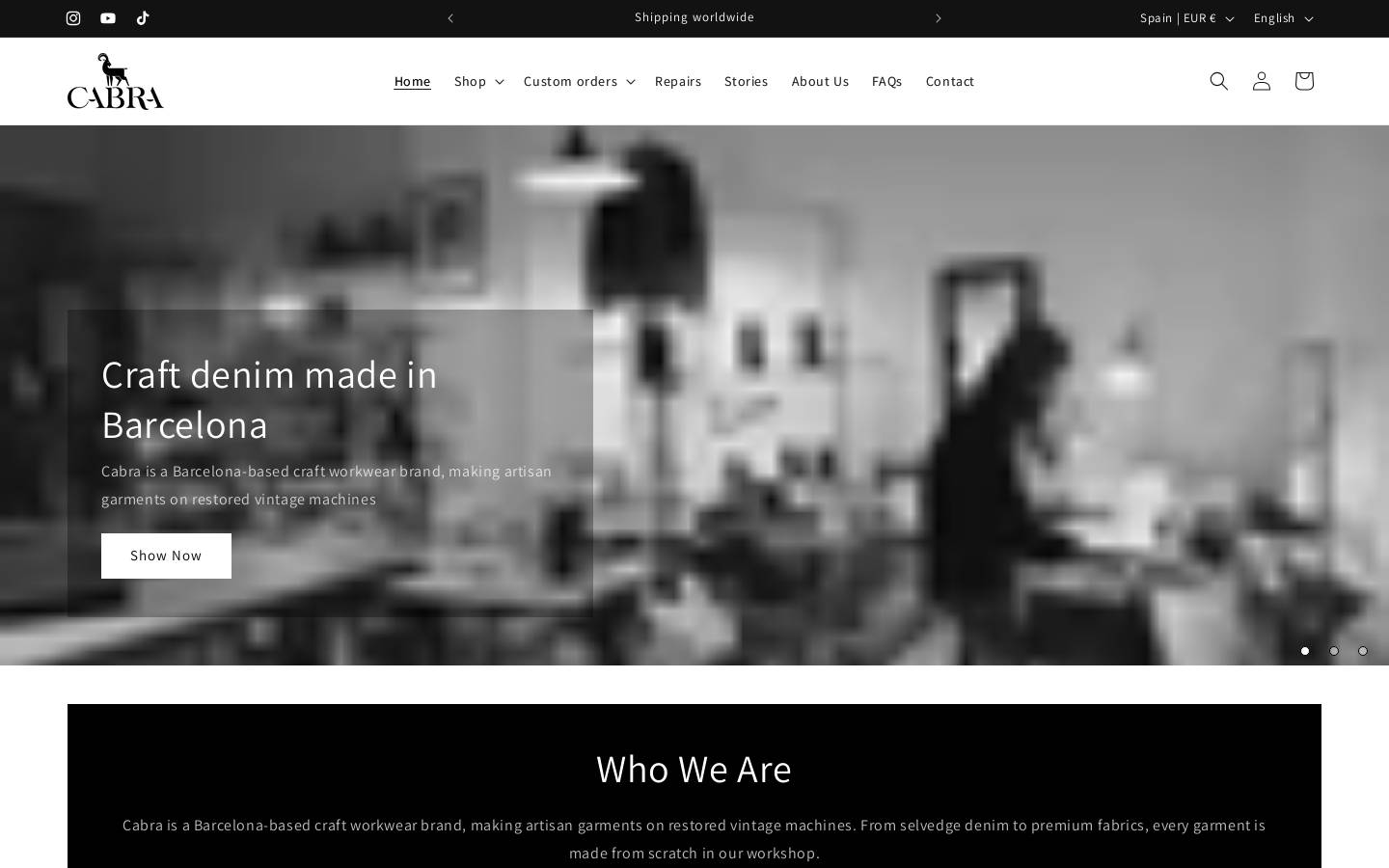 cabra.store homepage screenshot