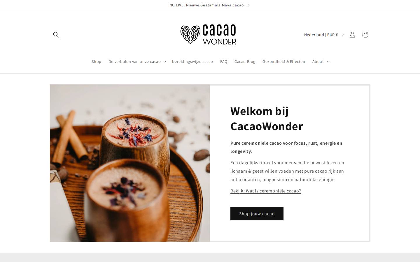cacaowonder.com homepage screenshot