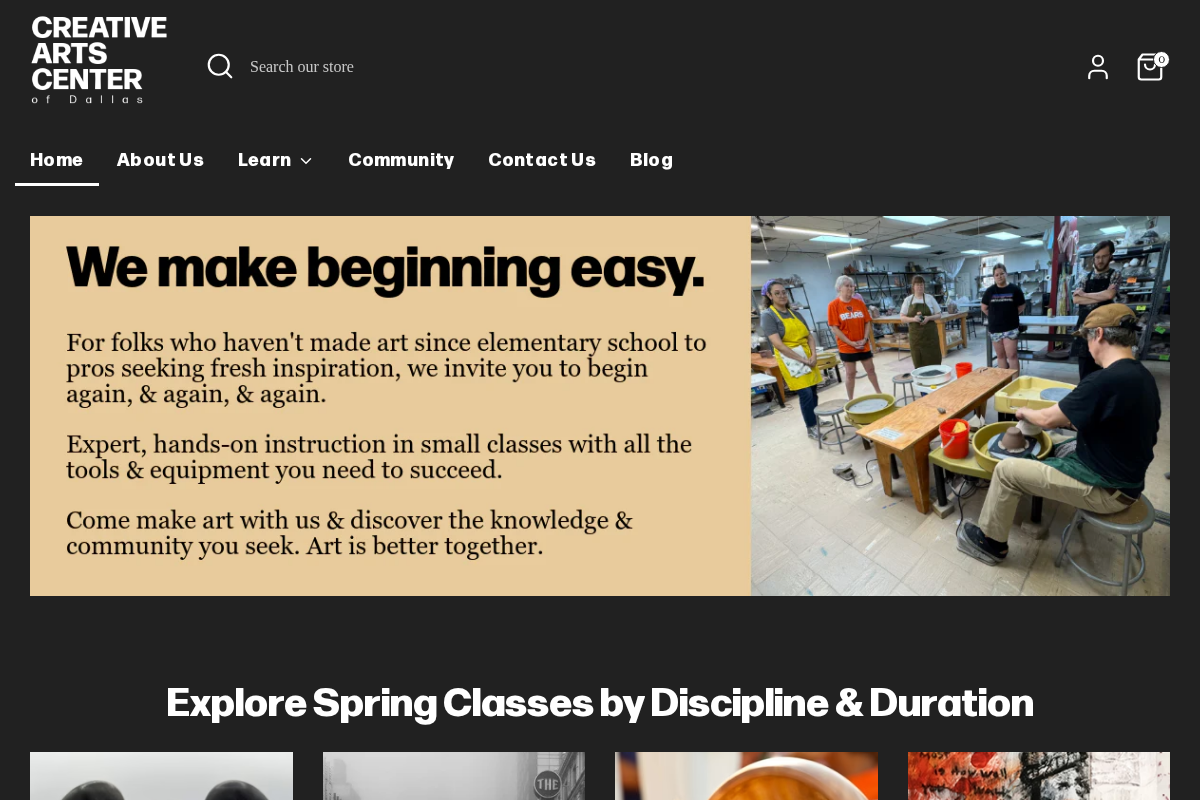 Creative Arts Center homepage screenshot