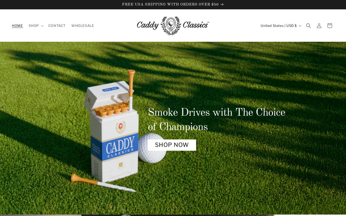 caddyclassics.com homepage screenshot