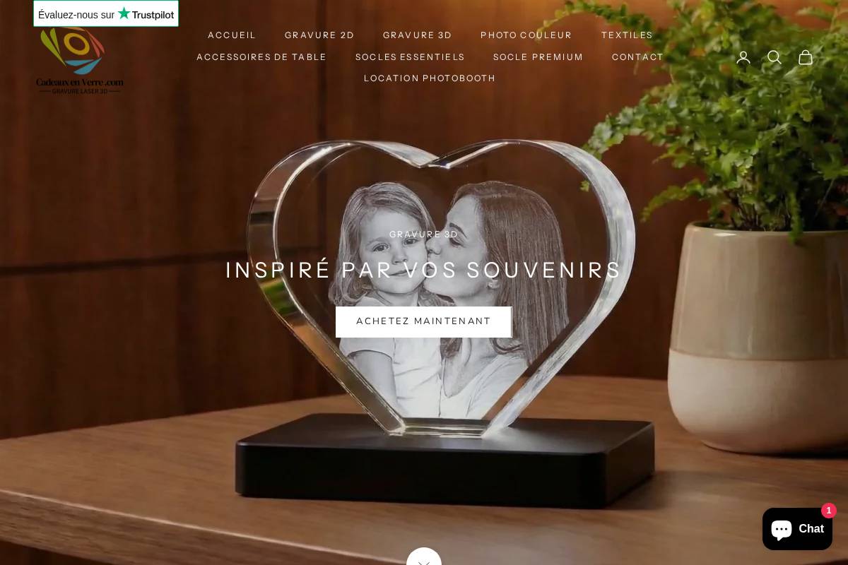 Cadeauxenverre homepage screenshot