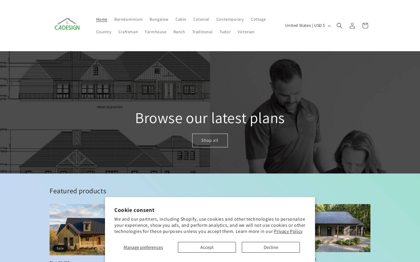 cadesignhouseplans.com homepage screenshot