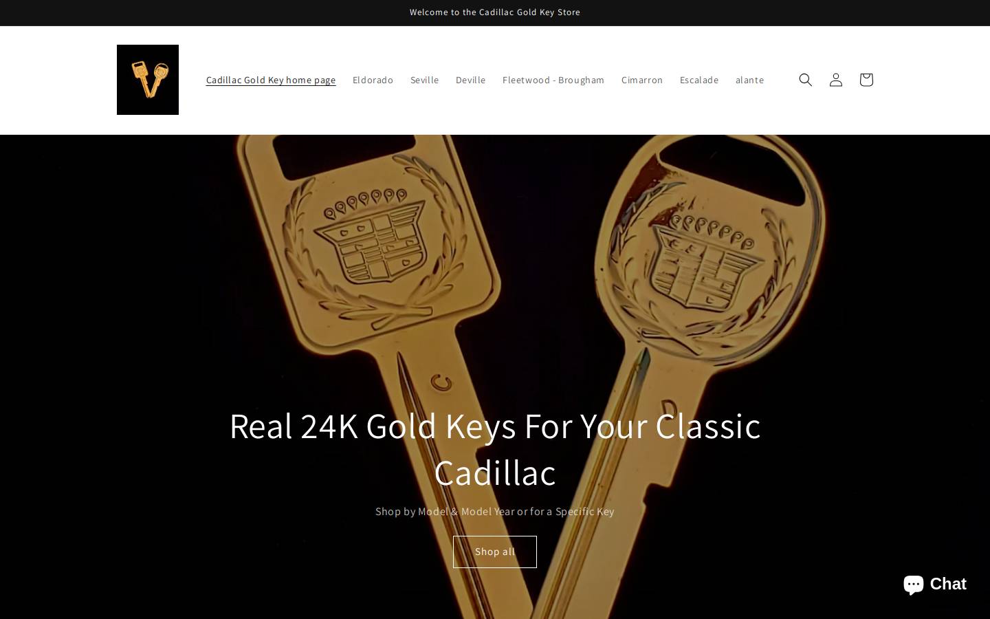 Cadillac Gold Keys homepage screenshot