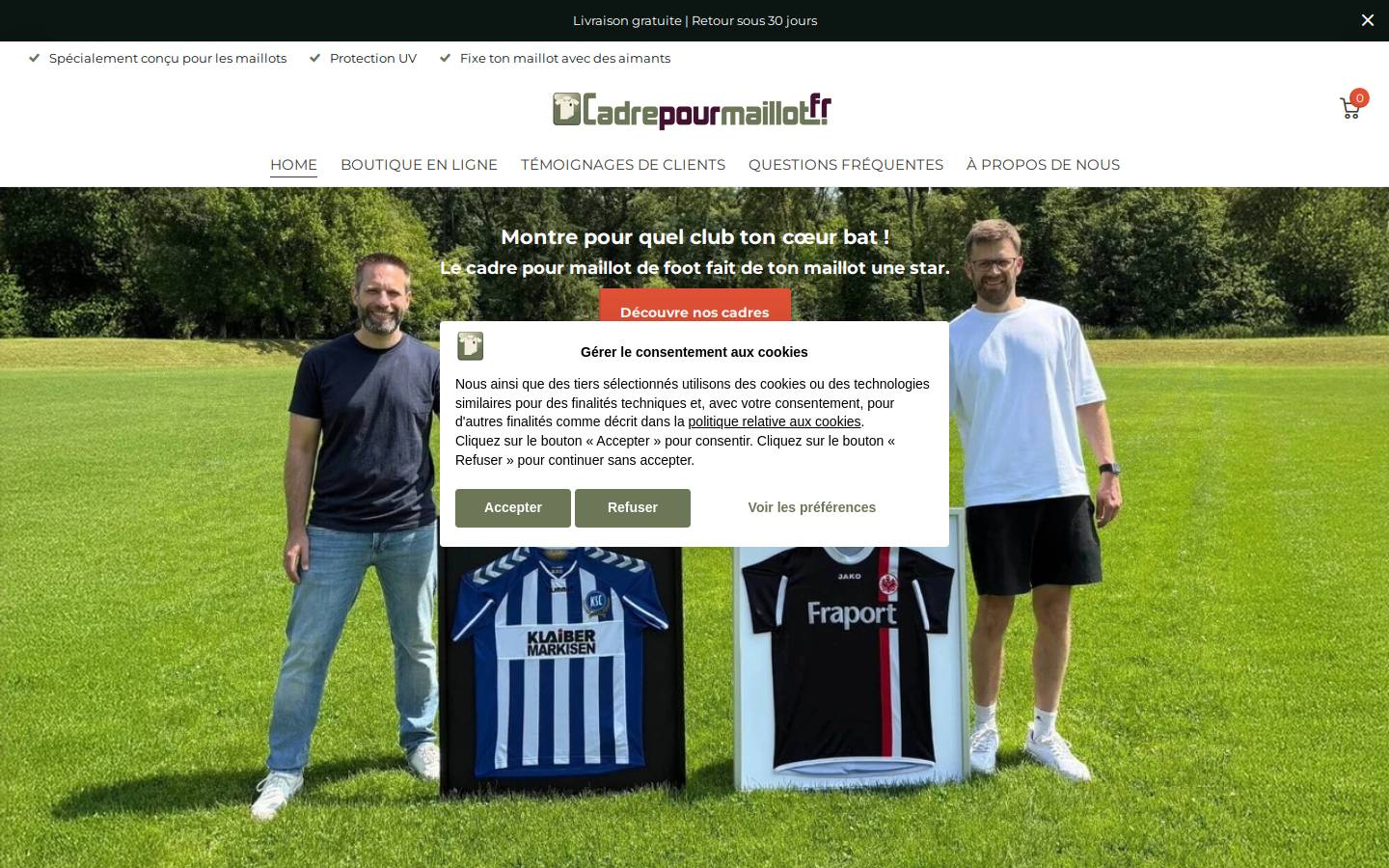 Cadrepourmaillot homepage screenshot