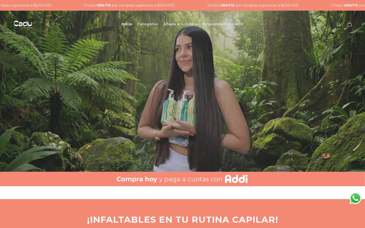 caducosmetics.com homepage screenshot