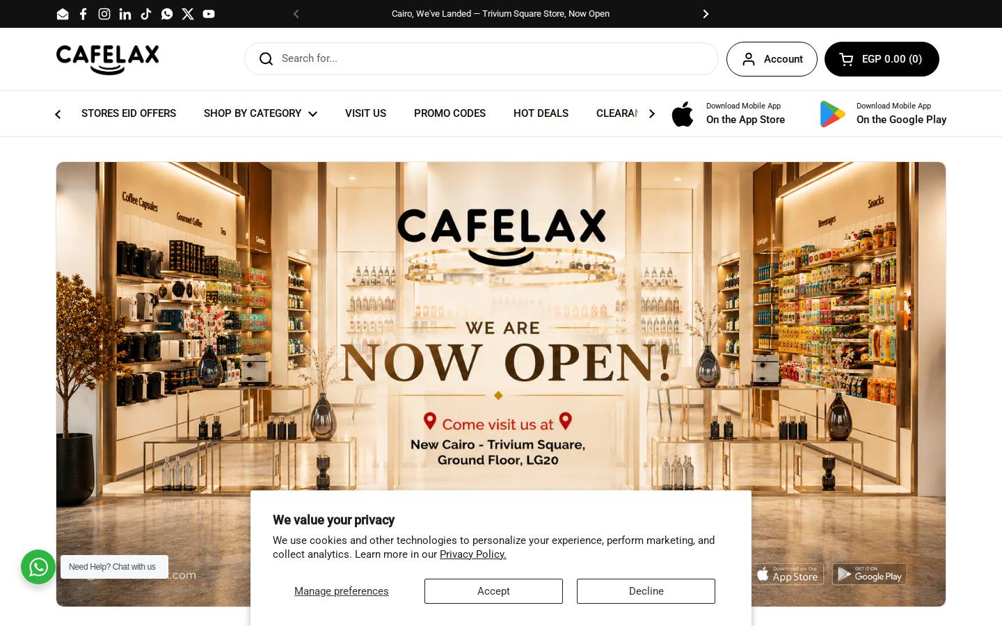 cafelax.com homepage screenshot