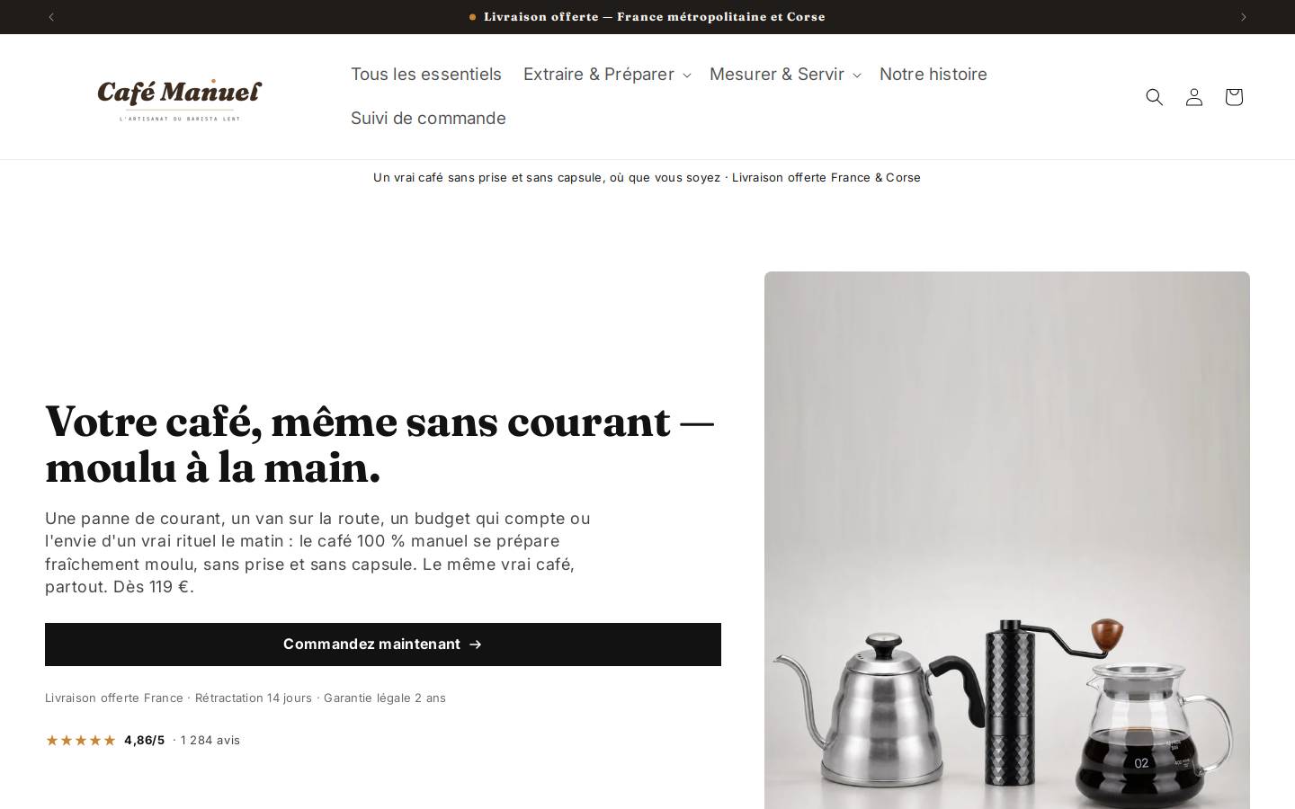 cafemanuel.com homepage screenshot