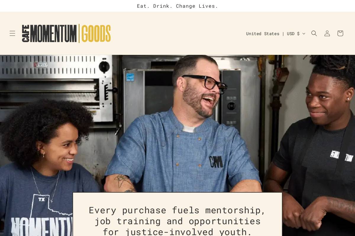 cafemomentumgoods.com homepage screenshot