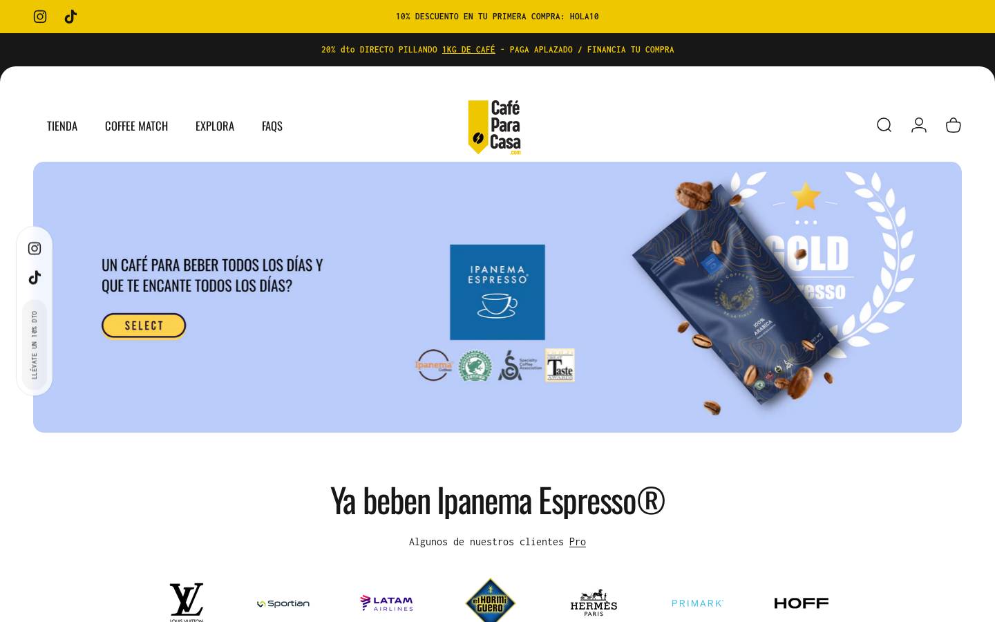 Cafeparacasa.com homepage screenshot
