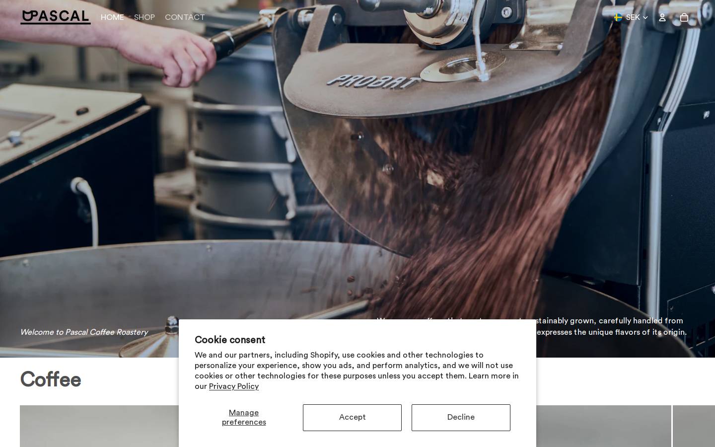 cafepascal.se homepage screenshot