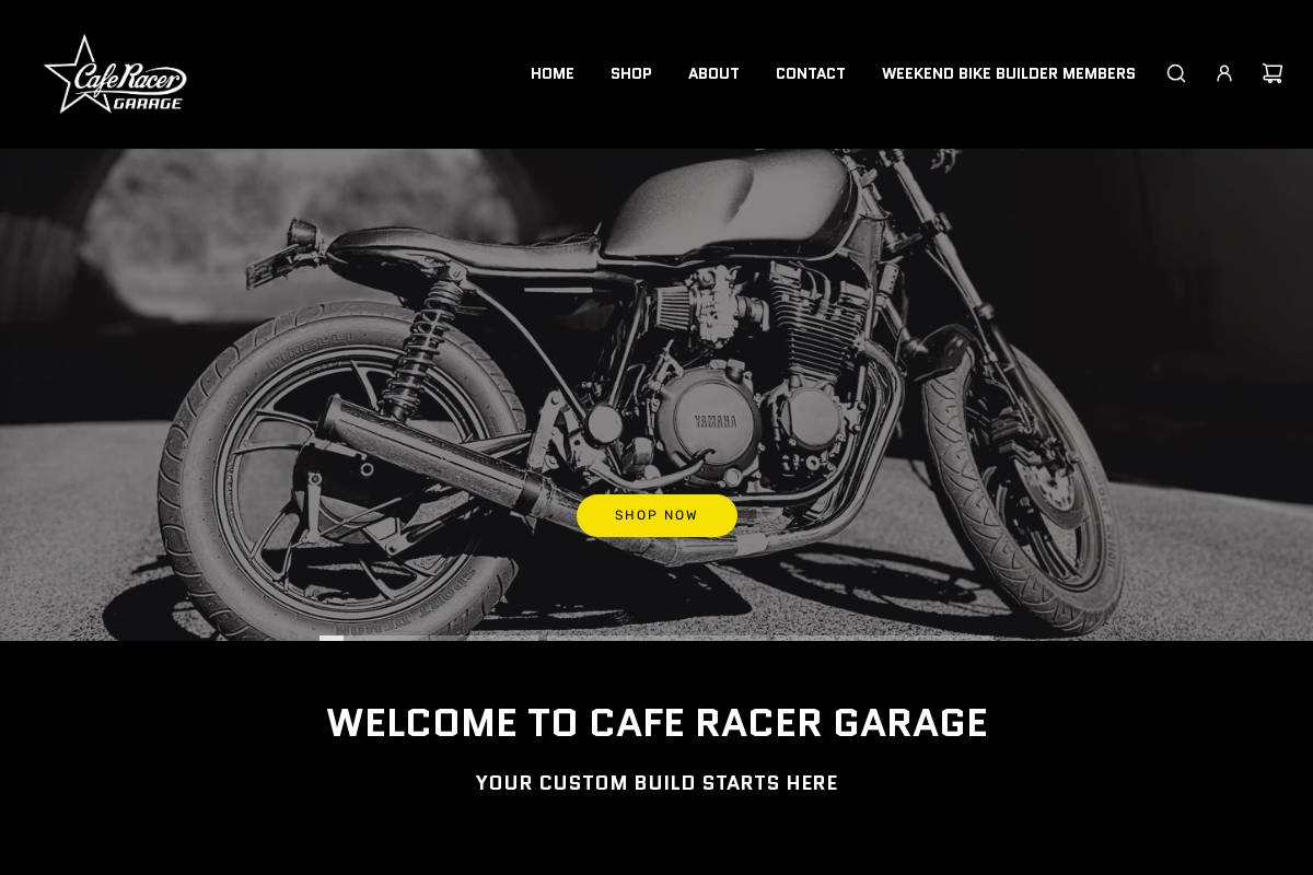 caferacergarageshop.com homepage screenshot