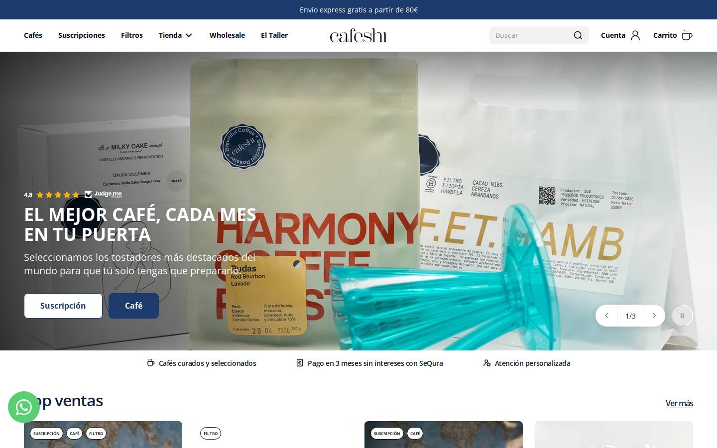 cafeshi.es homepage screenshot