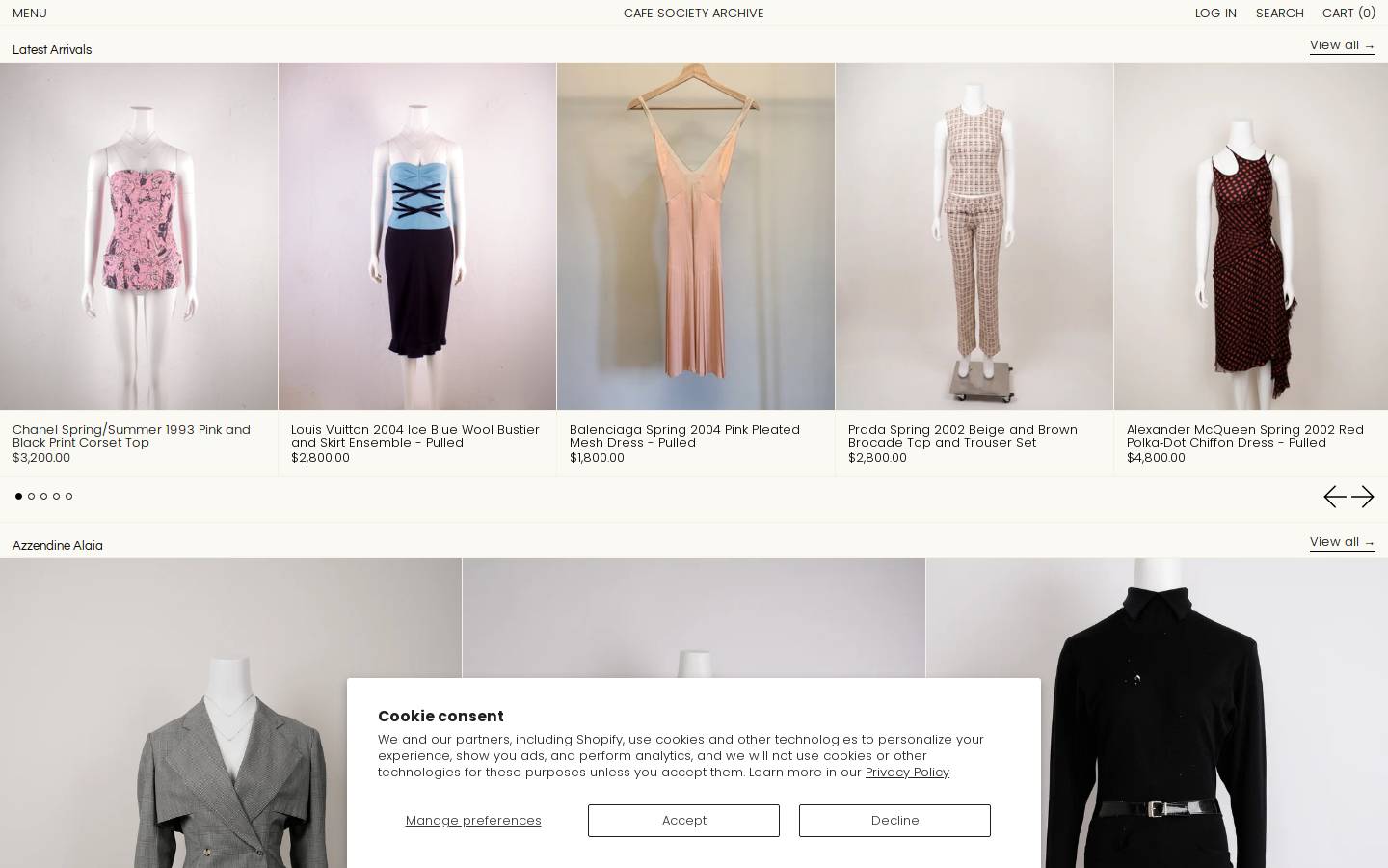 cafesocietyarchive.com homepage screenshot