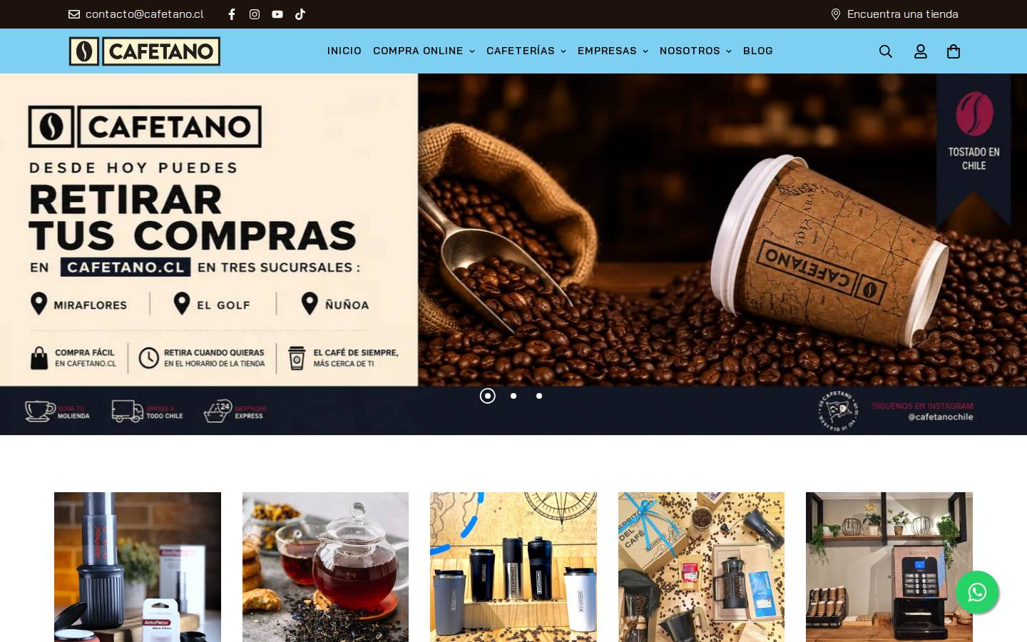 cafetano.cl homepage screenshot
