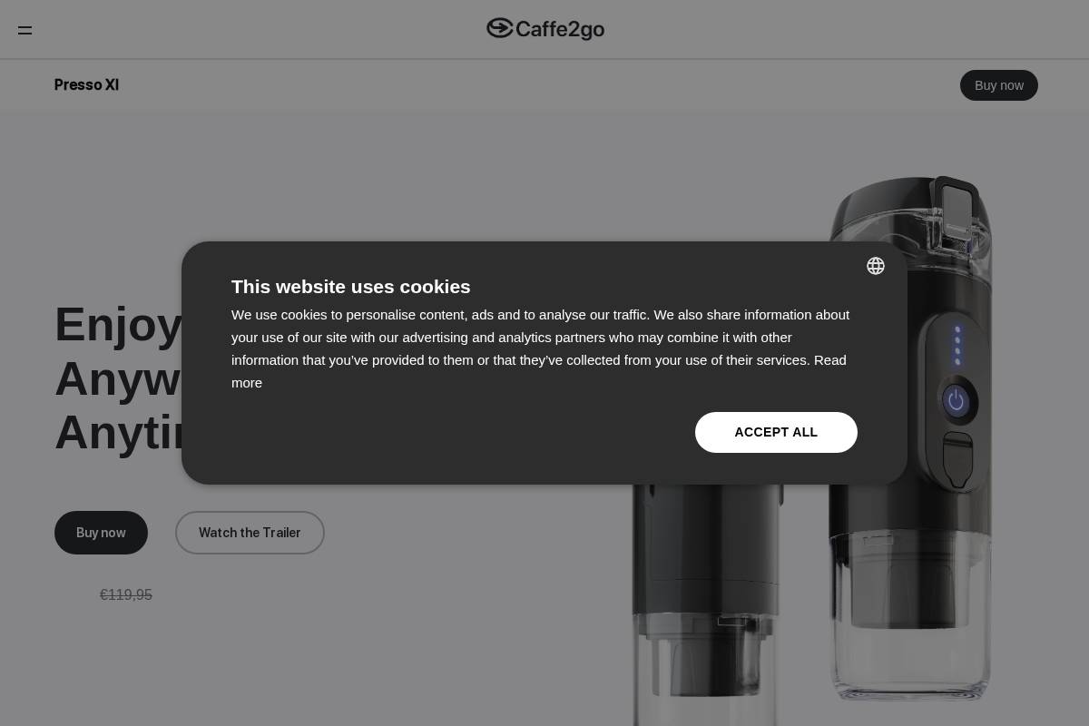caffe2go.com homepage screenshot