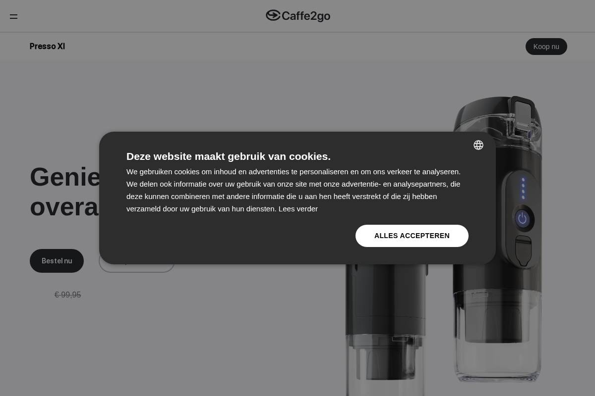 caffe2go.com homepage screenshot