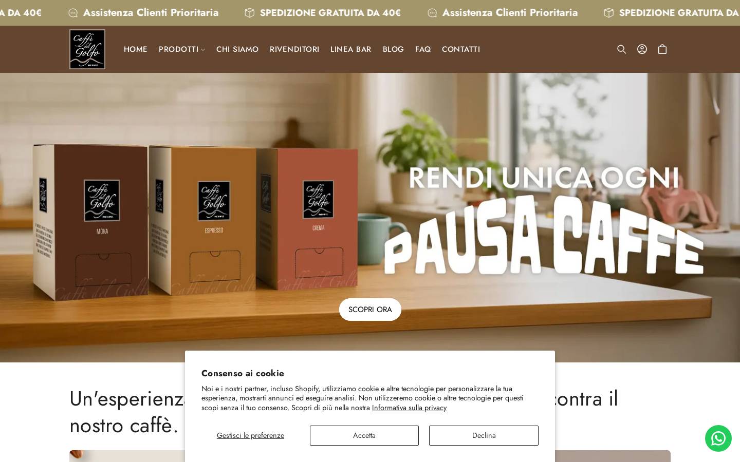 Caffè del Golfo SRL homepage screenshot