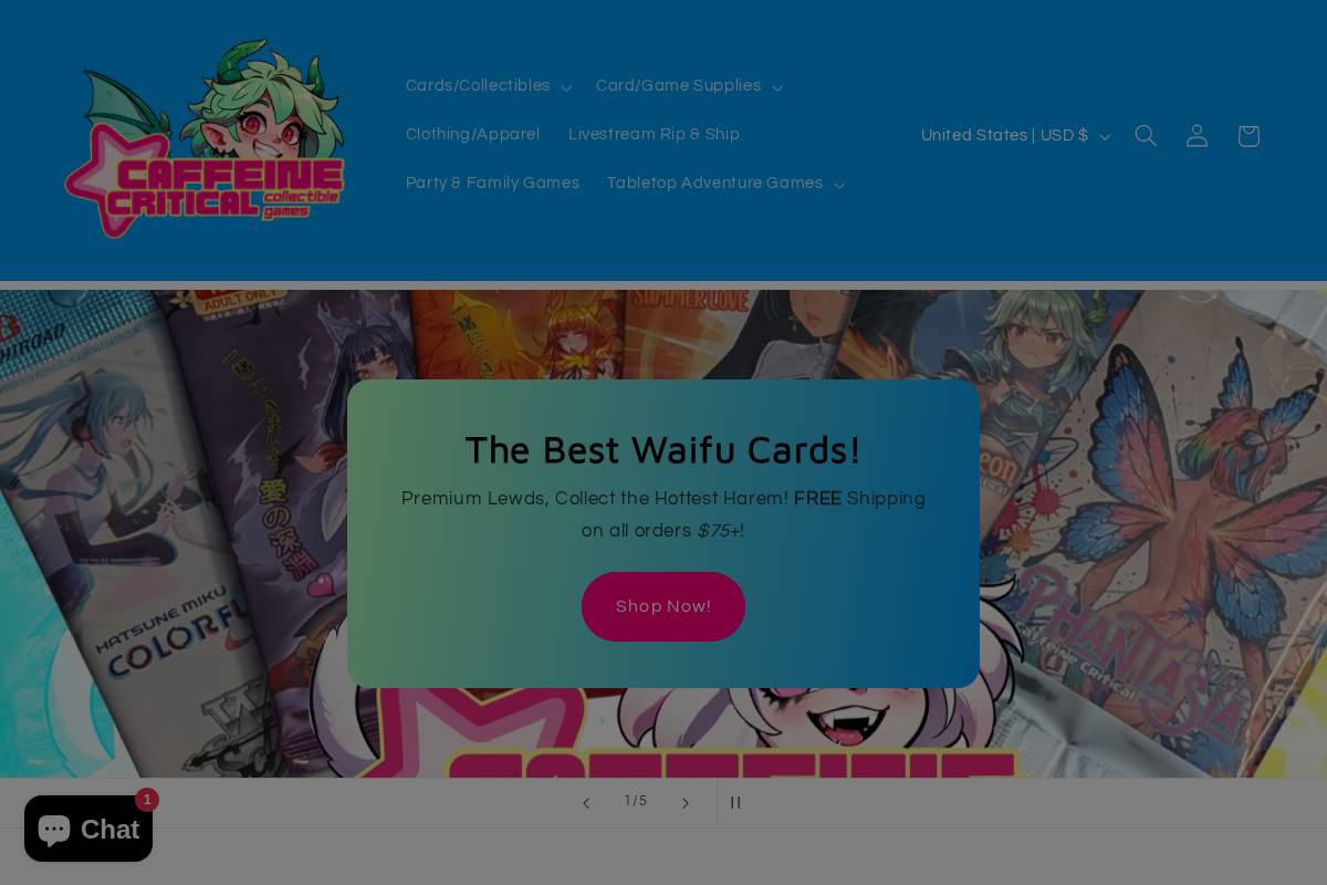 caffeinecritical.com homepage screenshot