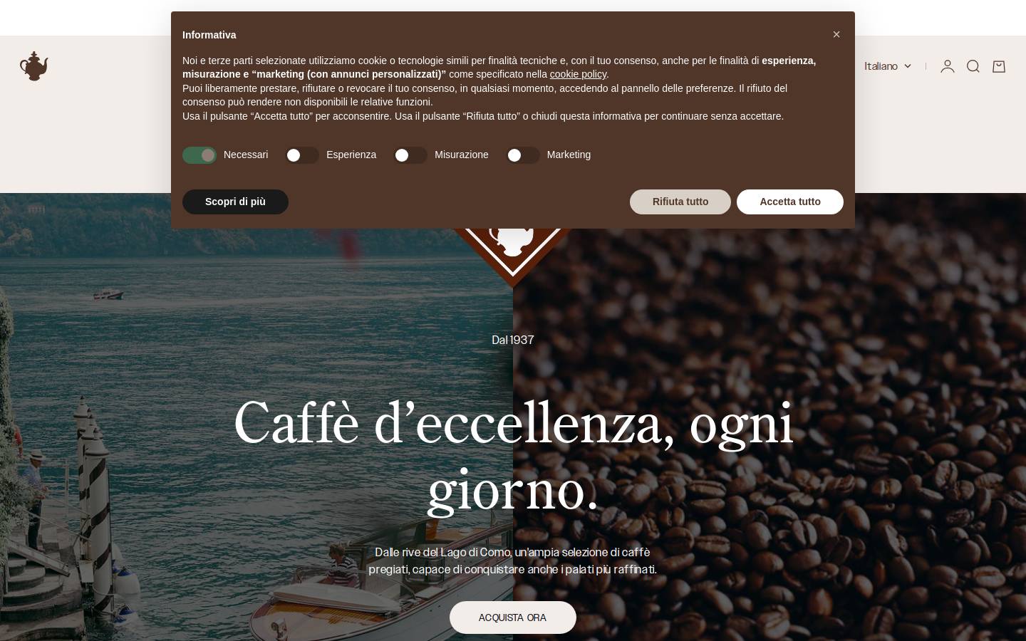 Caffe Milani homepage screenshot