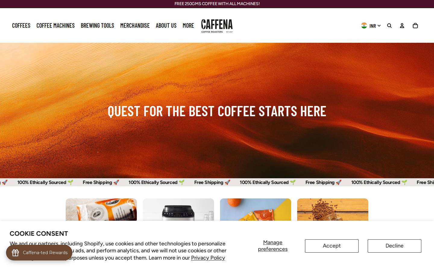 caffenacoffee.com homepage screenshot