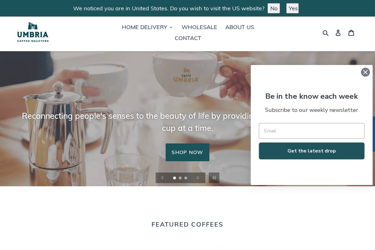 Caffe Umbria homepage screenshot