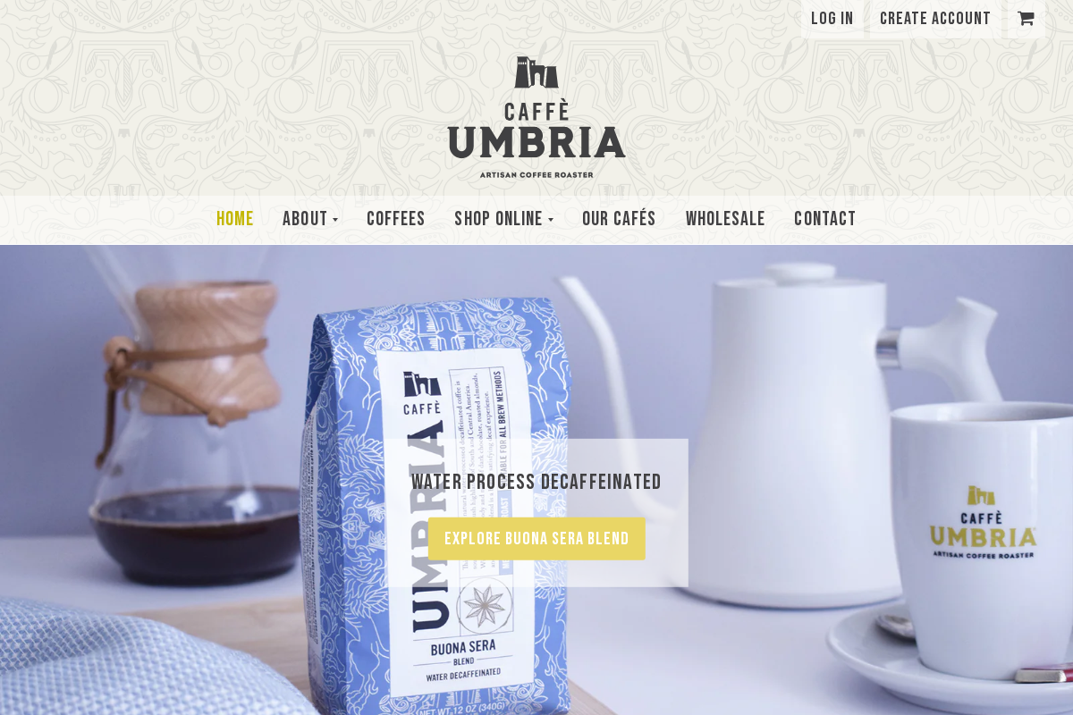 Caffe Umbria homepage screenshot