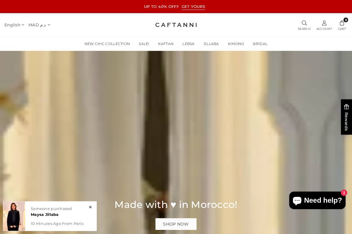 CAFTANNI homepage screenshot