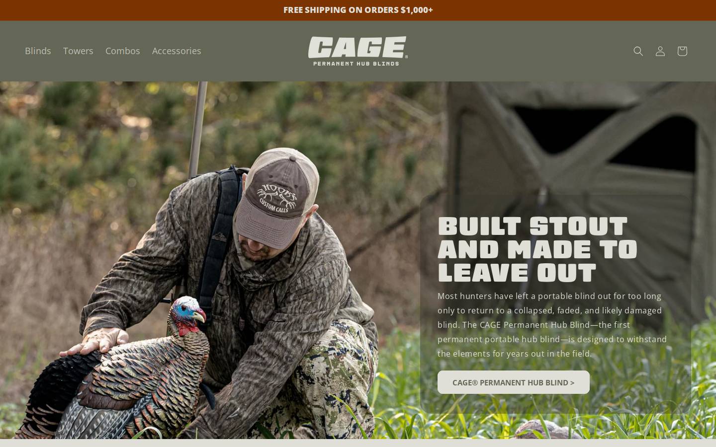 cageblinds.com homepage screenshot