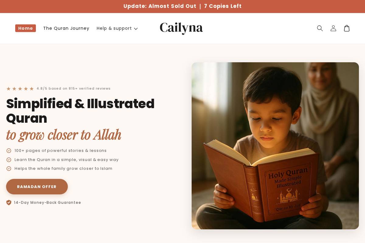 cailyna.com homepage screenshot