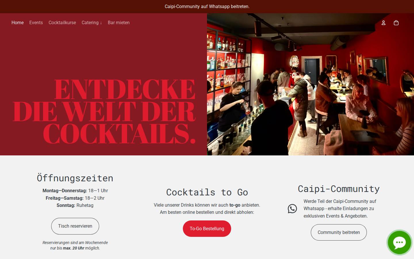 caipi-cocktailbar.de homepage screenshot