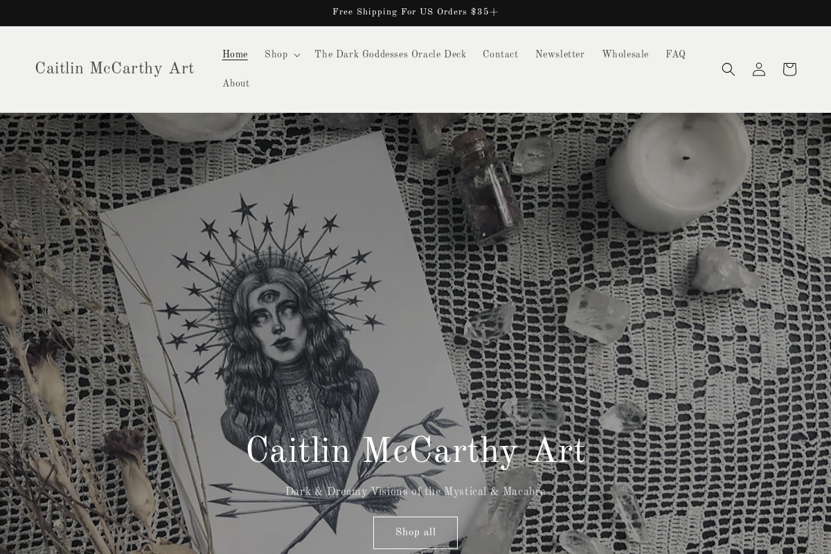 Caitlin McCarthy Art homepage screenshot