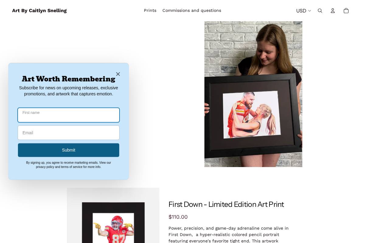 caitlynsnellingart.com homepage screenshot