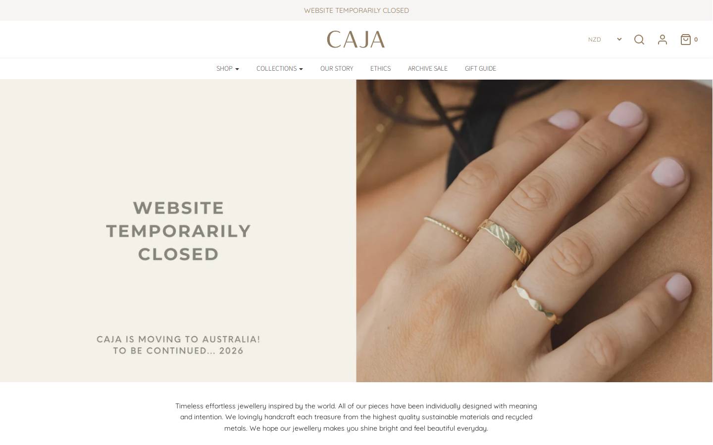 cajajewellery.com homepage screenshot