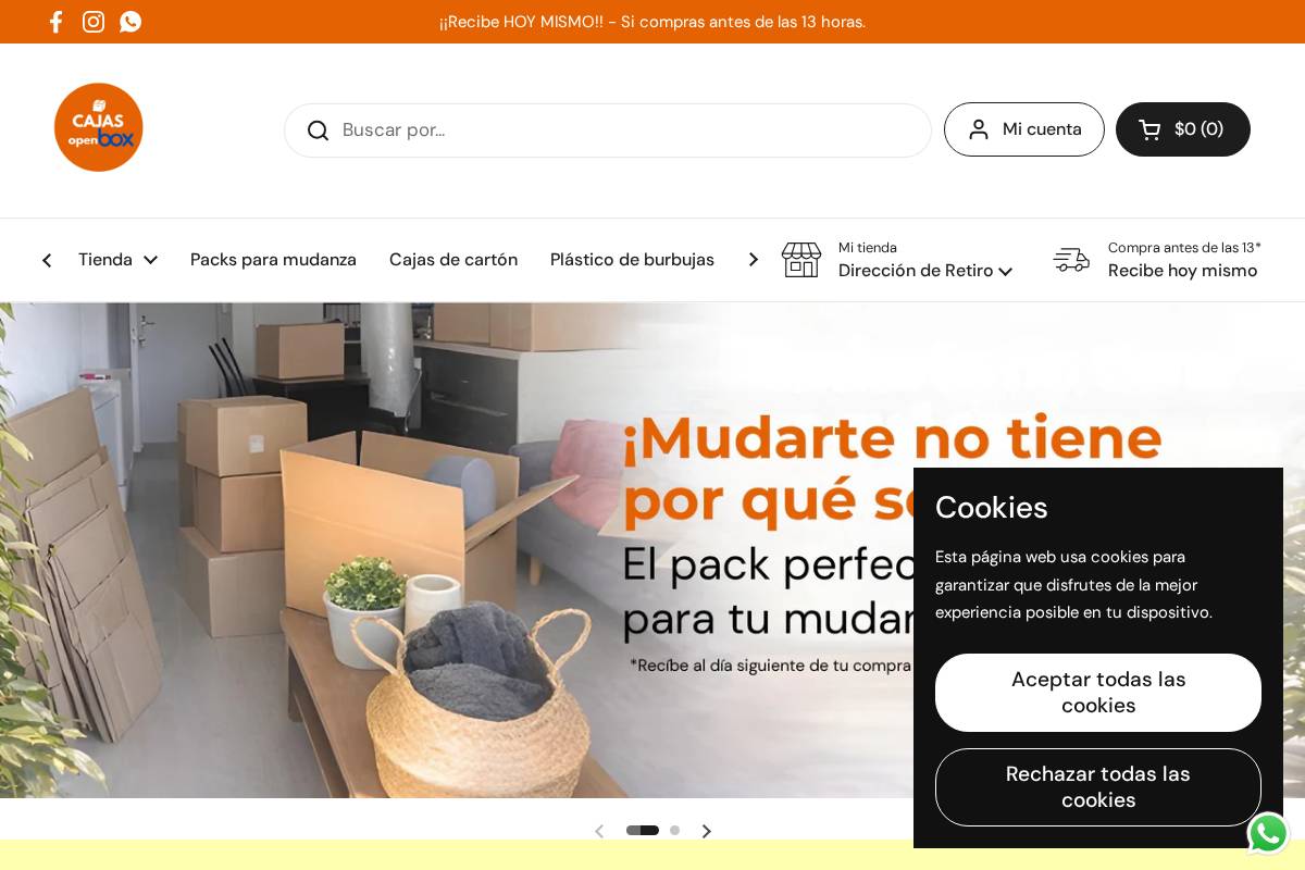 cajasopenbox.com homepage screenshot