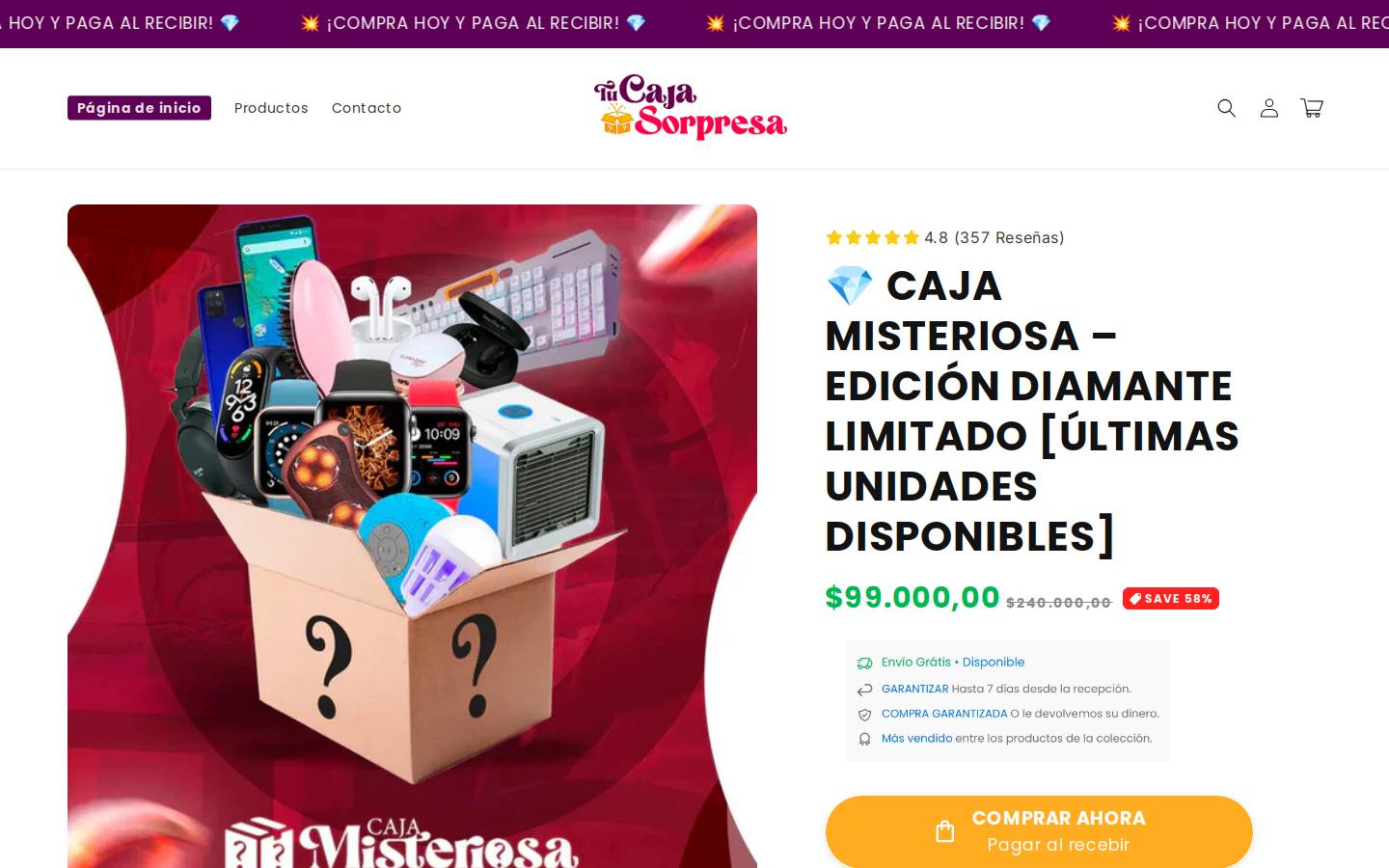 cajasorpresa.store homepage screenshot
