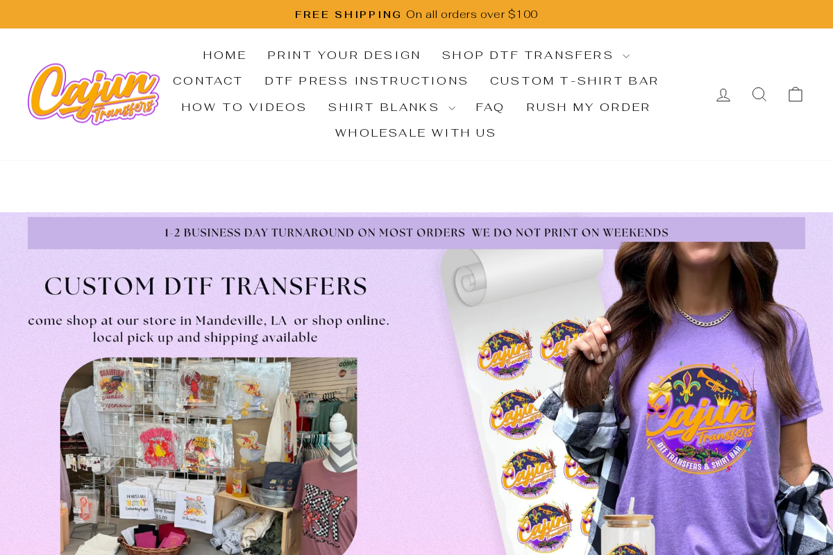 Cajun Transfers homepage screenshot