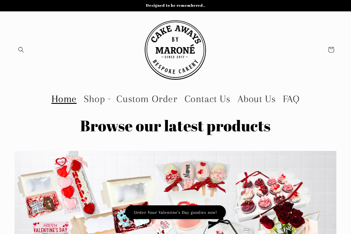 Cake Aways by Marone homepage screenshot