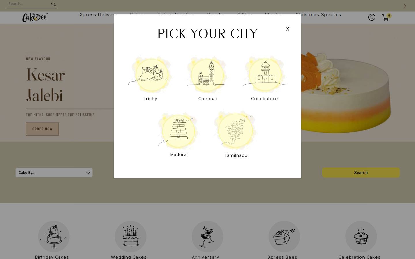 cakebee.in homepage screenshot