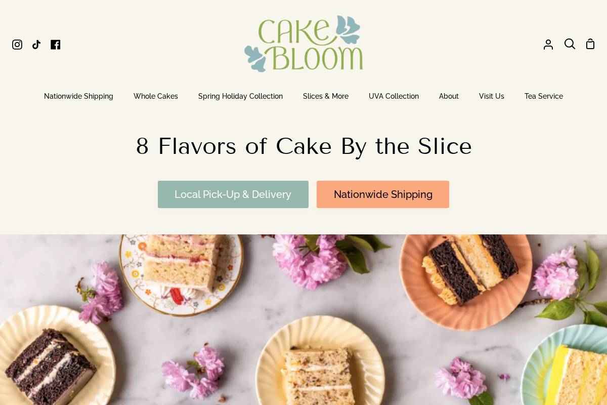cakebloom.com homepage screenshot