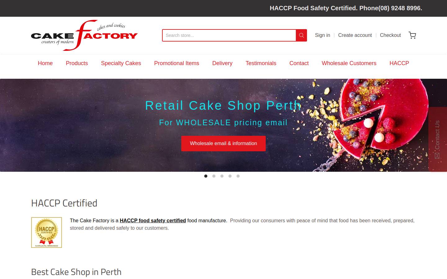 cakefactory.com.au homepage screenshot