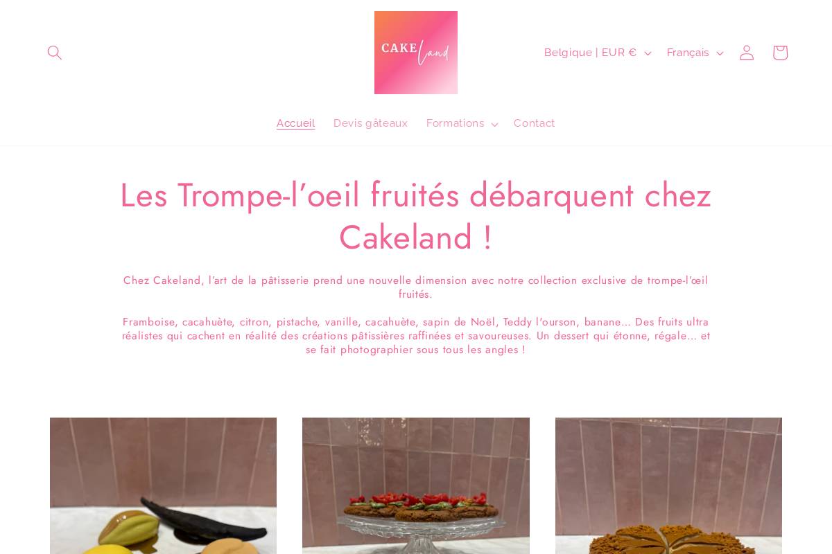 cakeland.be homepage screenshot