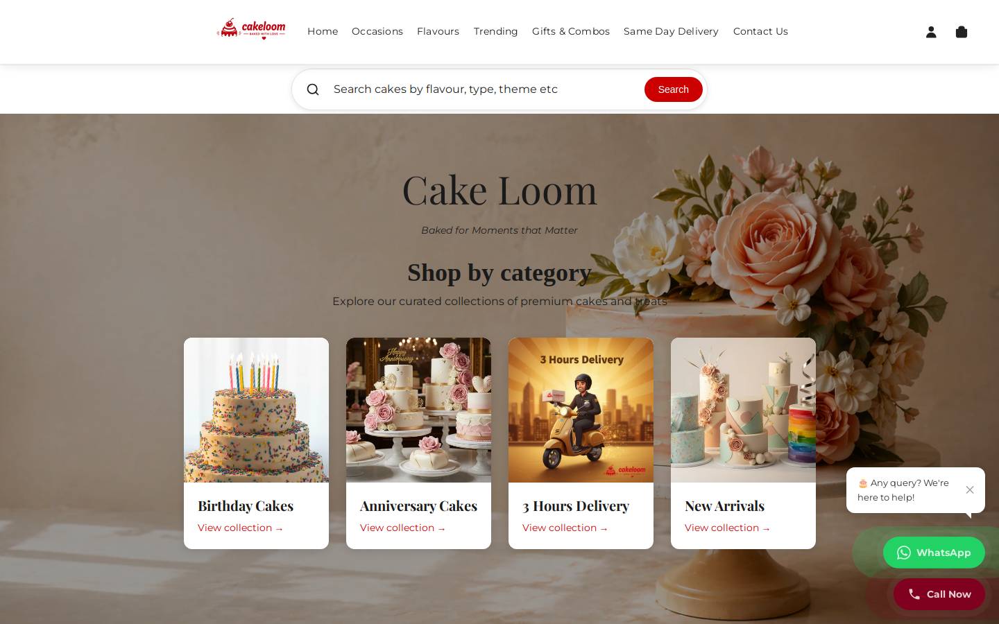cakeloom.com homepage screenshot